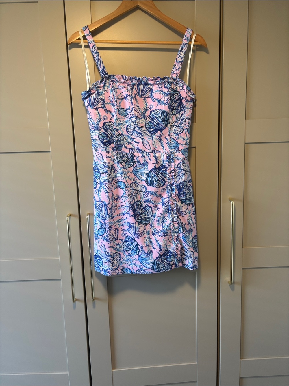 Lilly Pulitzer Pink Dress with Blue Seashell Print